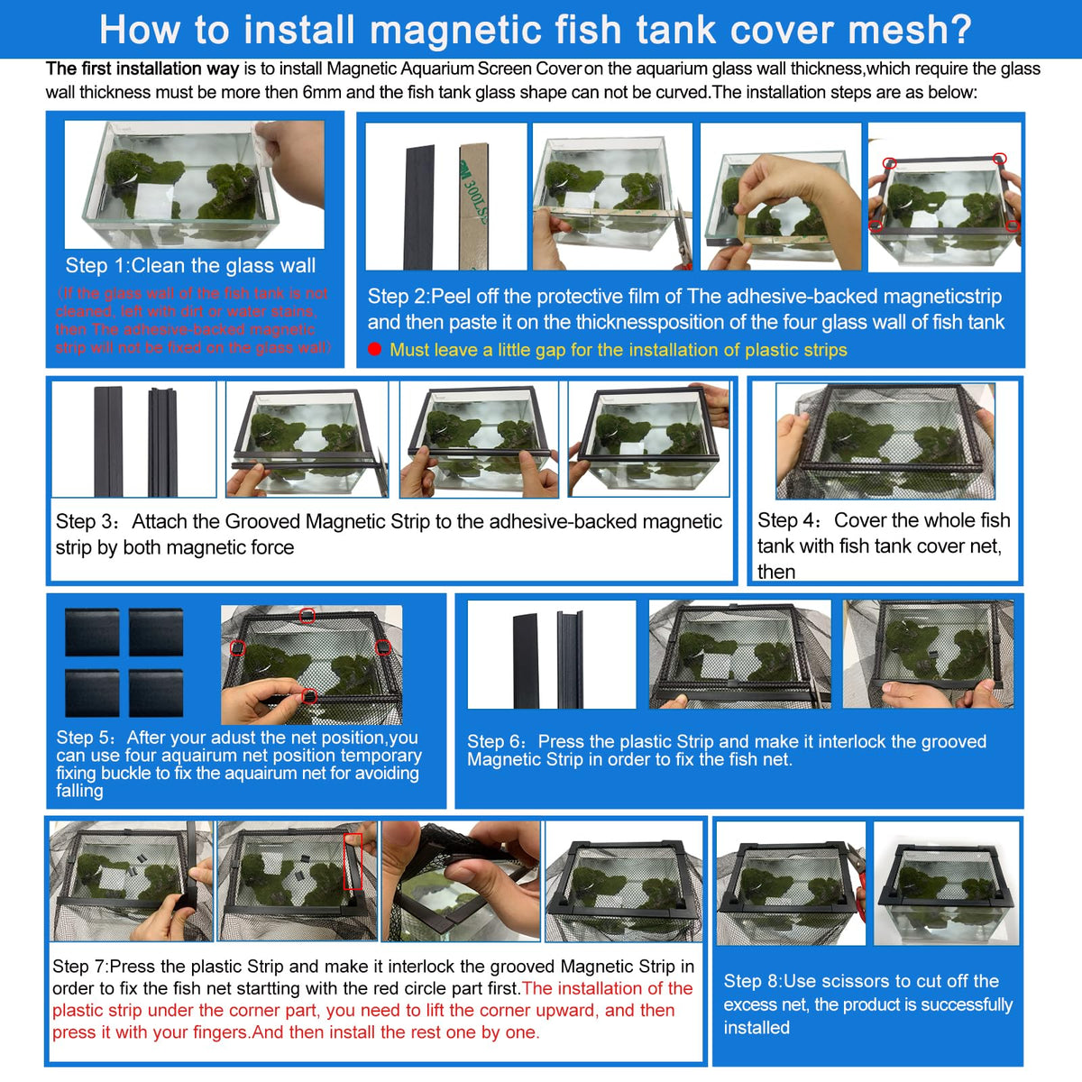 Magnetic Aquarium Anti-Jumping Net Cover K758