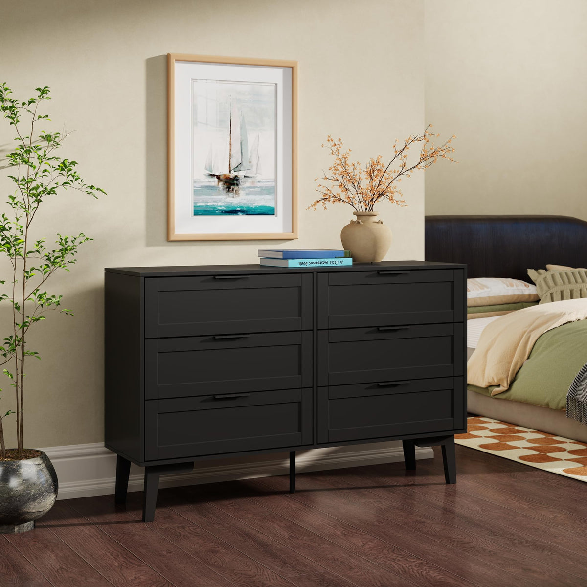 Black 6 Drawer Dresser F687