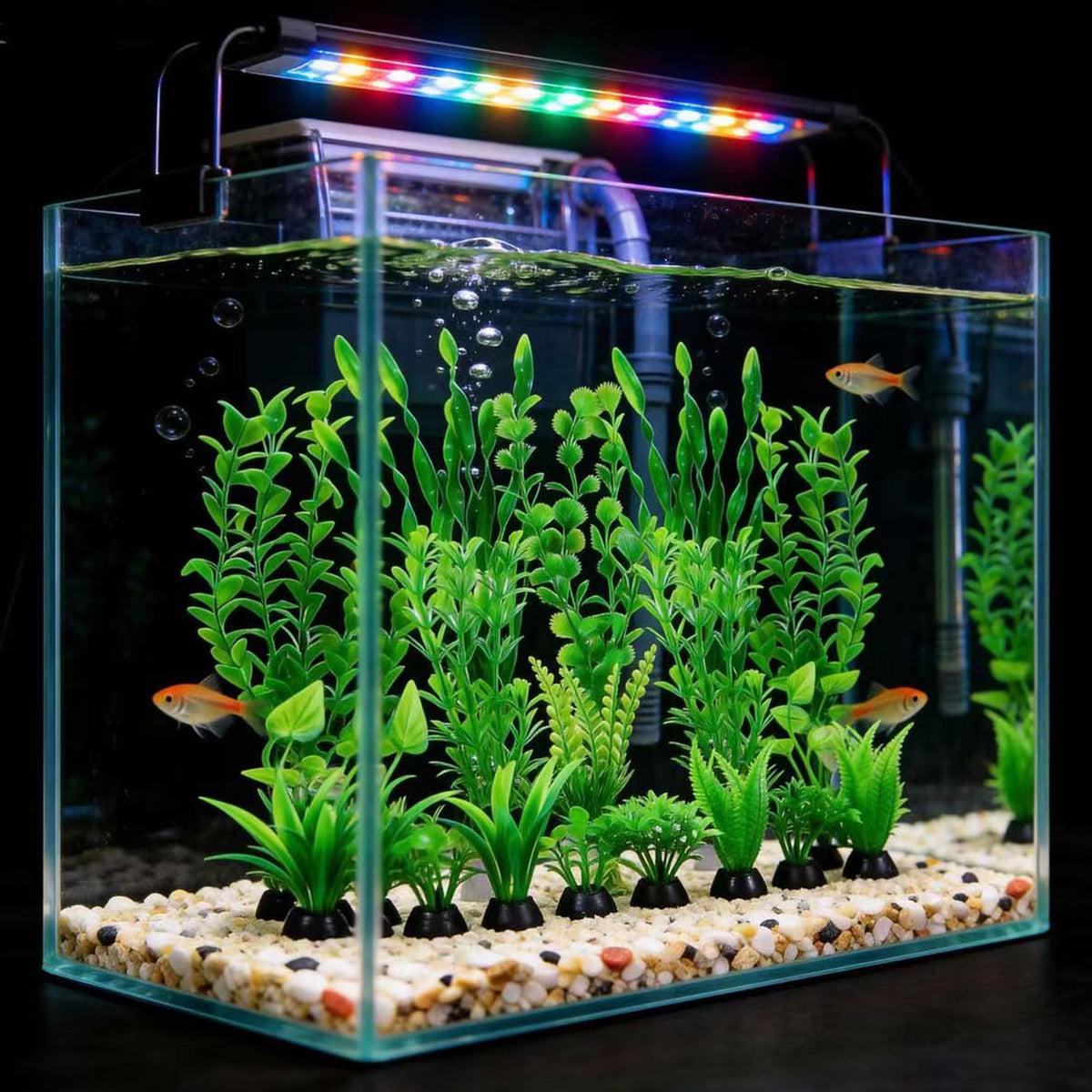 Artificial Aquarium Plants Set, Plastic Fish Tank Decorations (18pcs-Green) G567