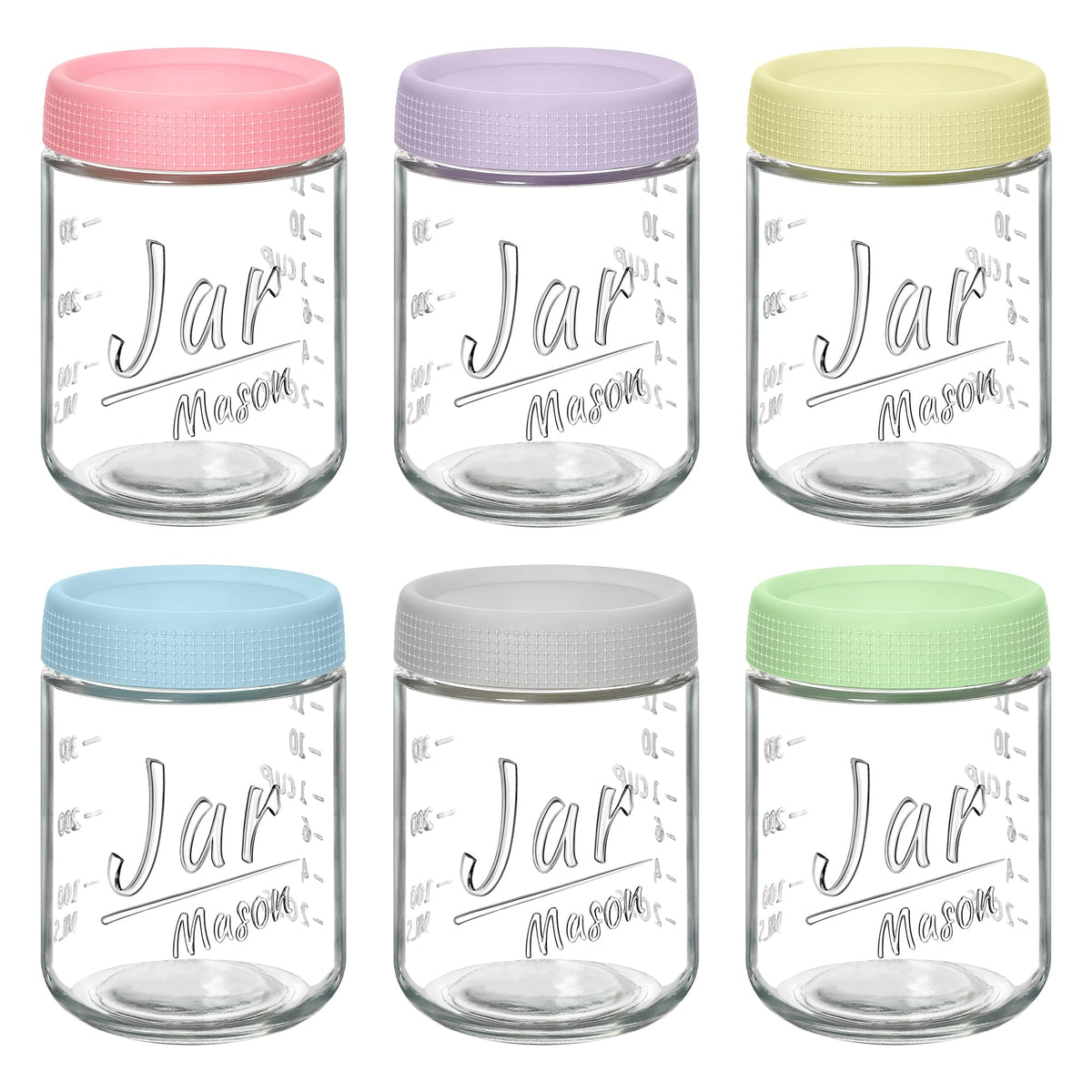 6 Pack 16 oz Glass Containers with Lids H411