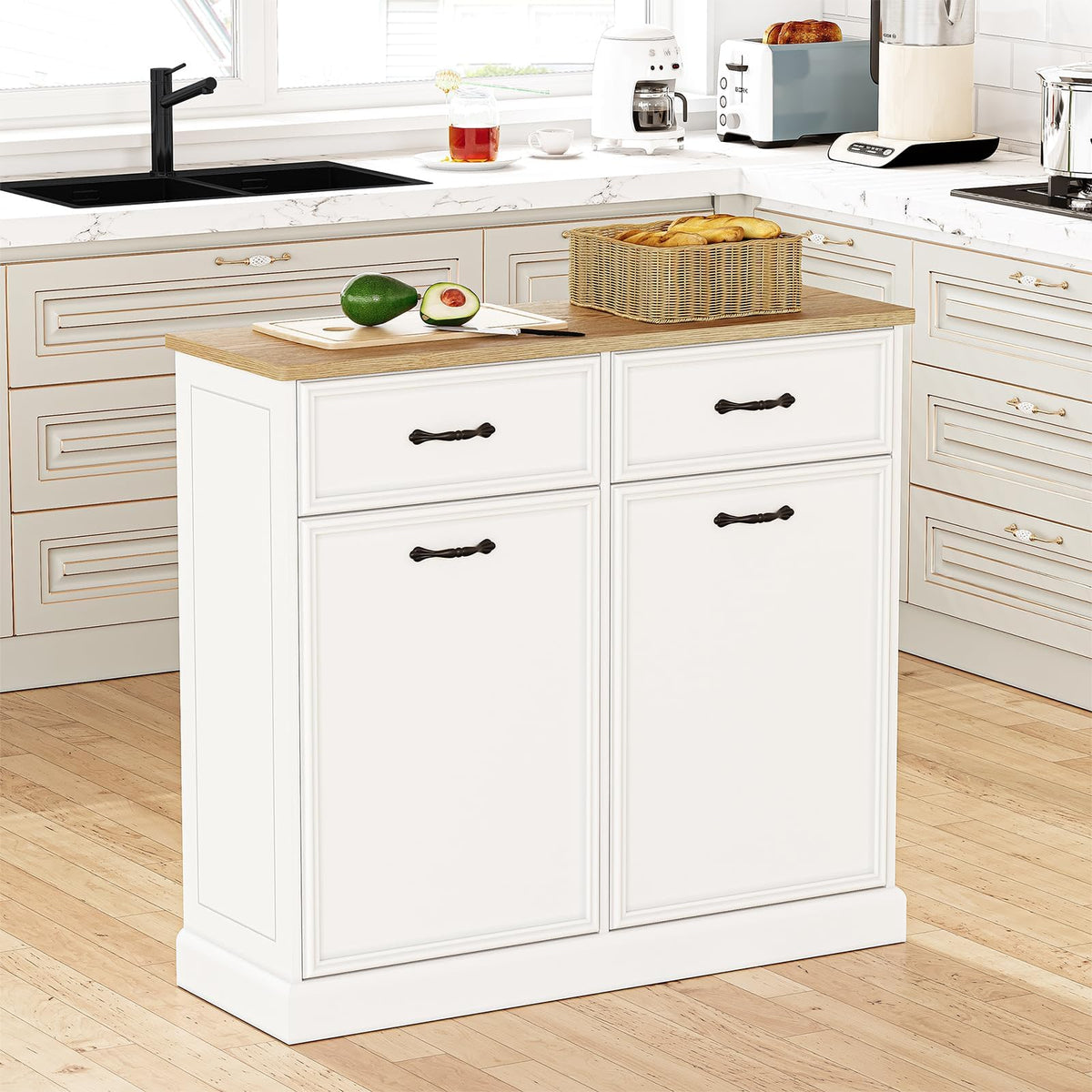 Double Tilt Out Trash Cabinet 20 gal White P3659