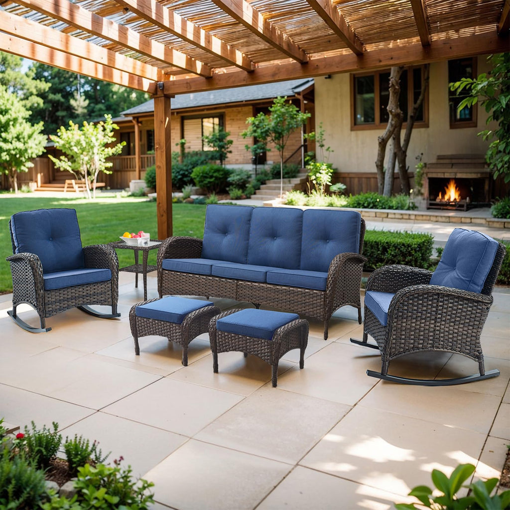 25 Inch PE Wicker Foot Stool Set of 2 with Removable Cushions Brown Z438