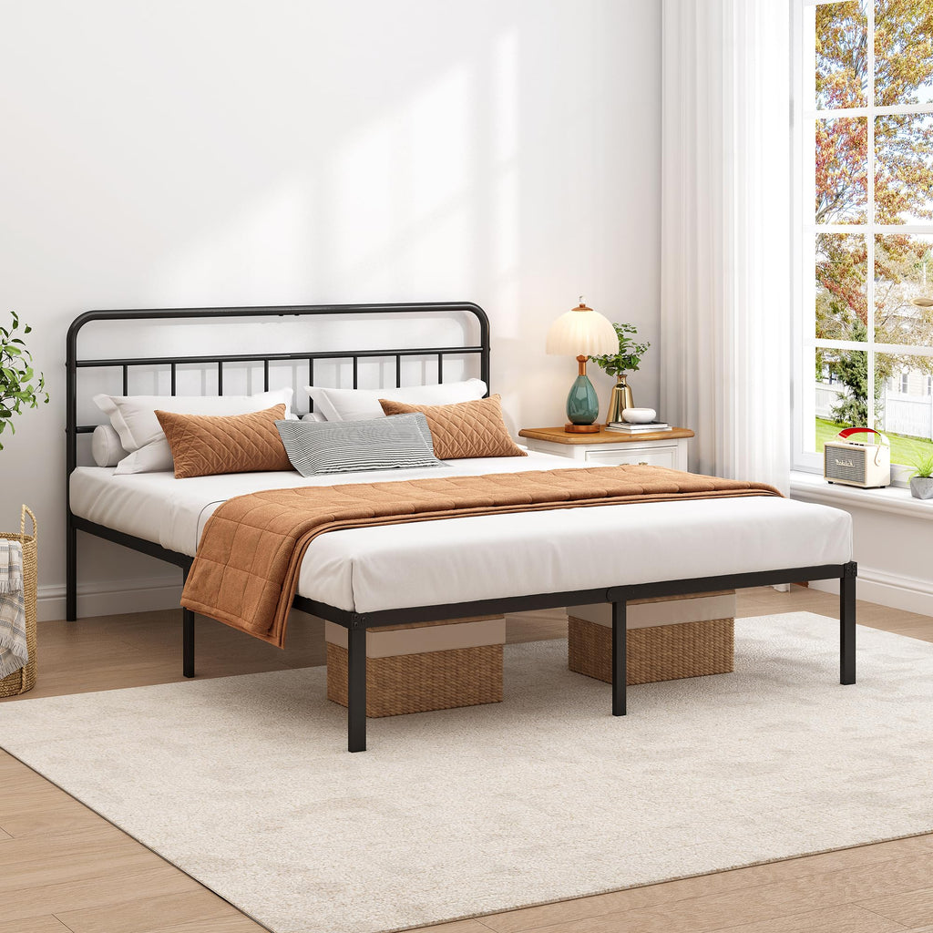 Black Queen Bed Frame with Headboard X754555