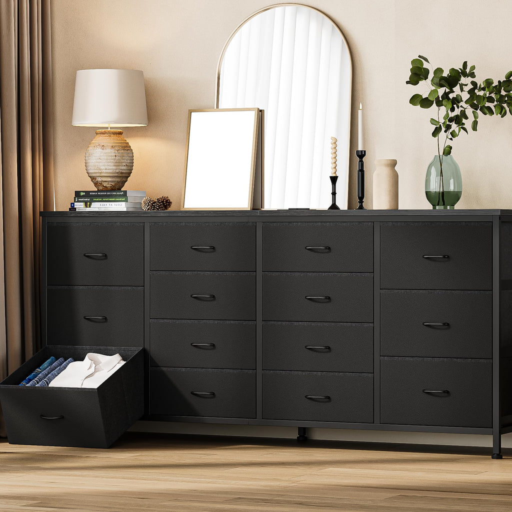Black 14 Drawer Fabric TV Stand K475258