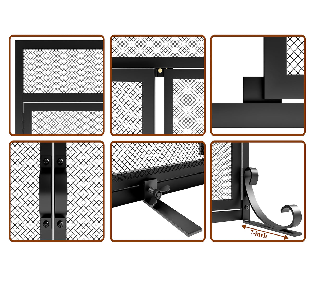 Heavy Duty Steel Mesh Fireplace Screen with Double Doors M6079