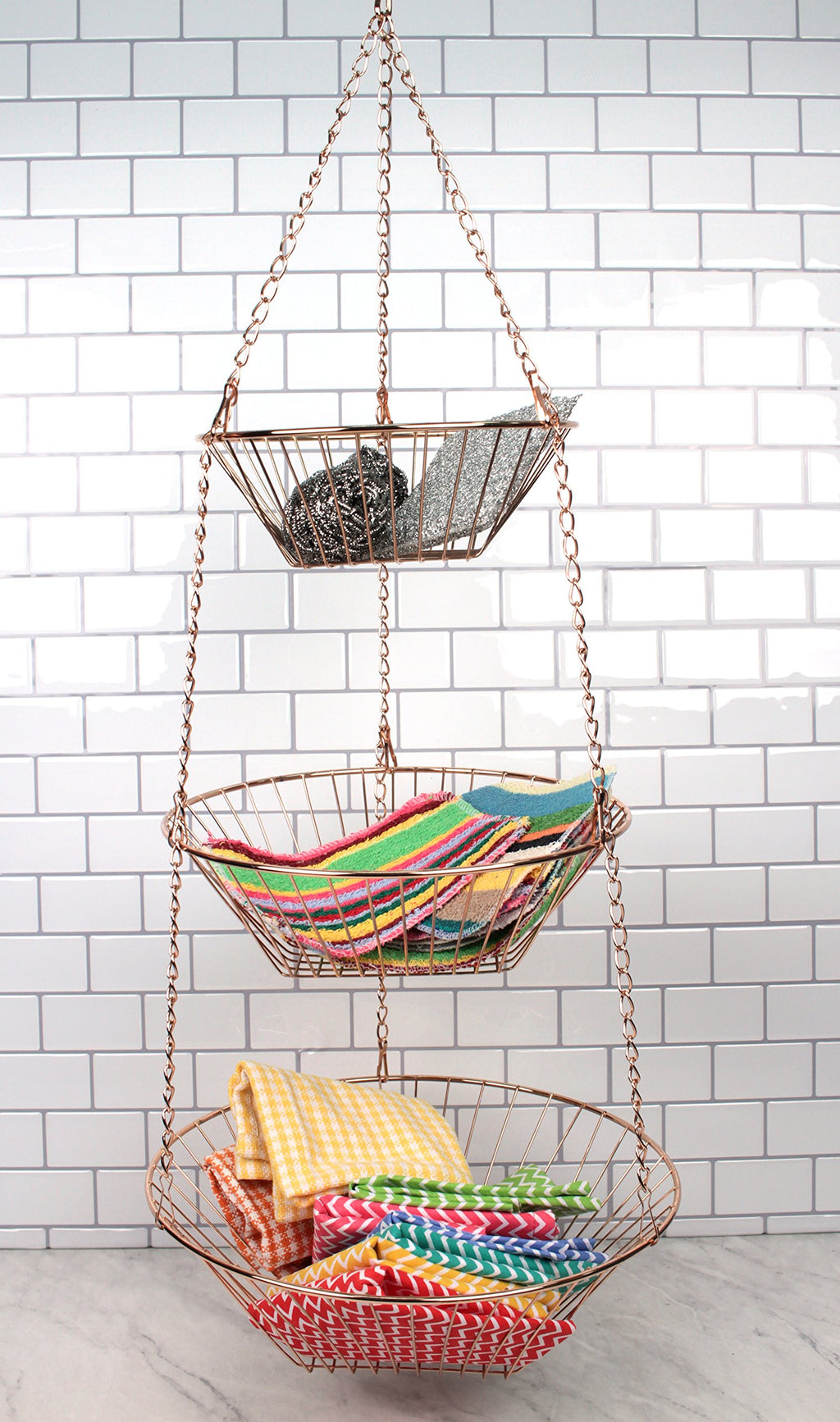 3-Tier Copper Wire Hanging Baskets G651
