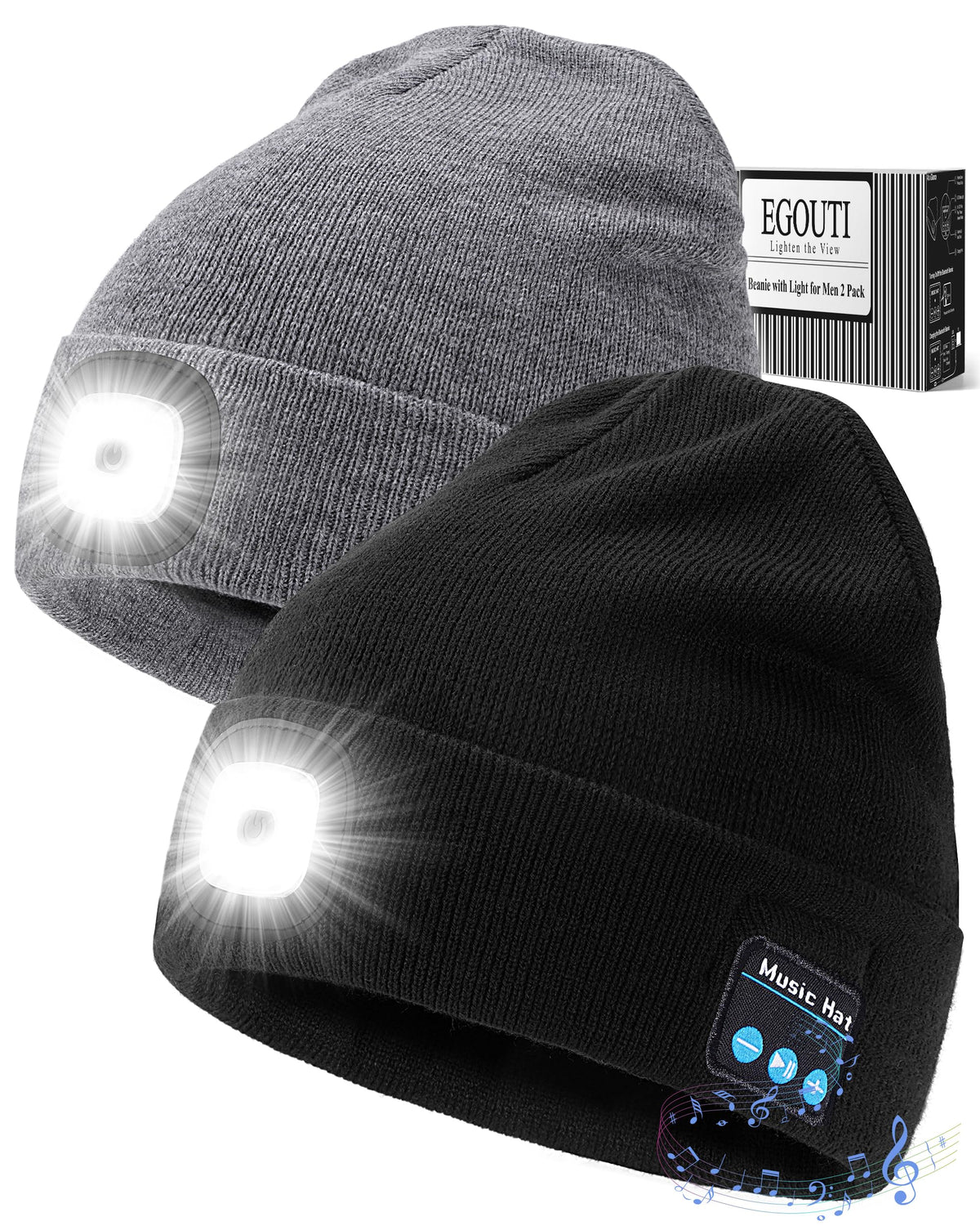 Bluetooth Beanie Hat with Light 2 Pack U643