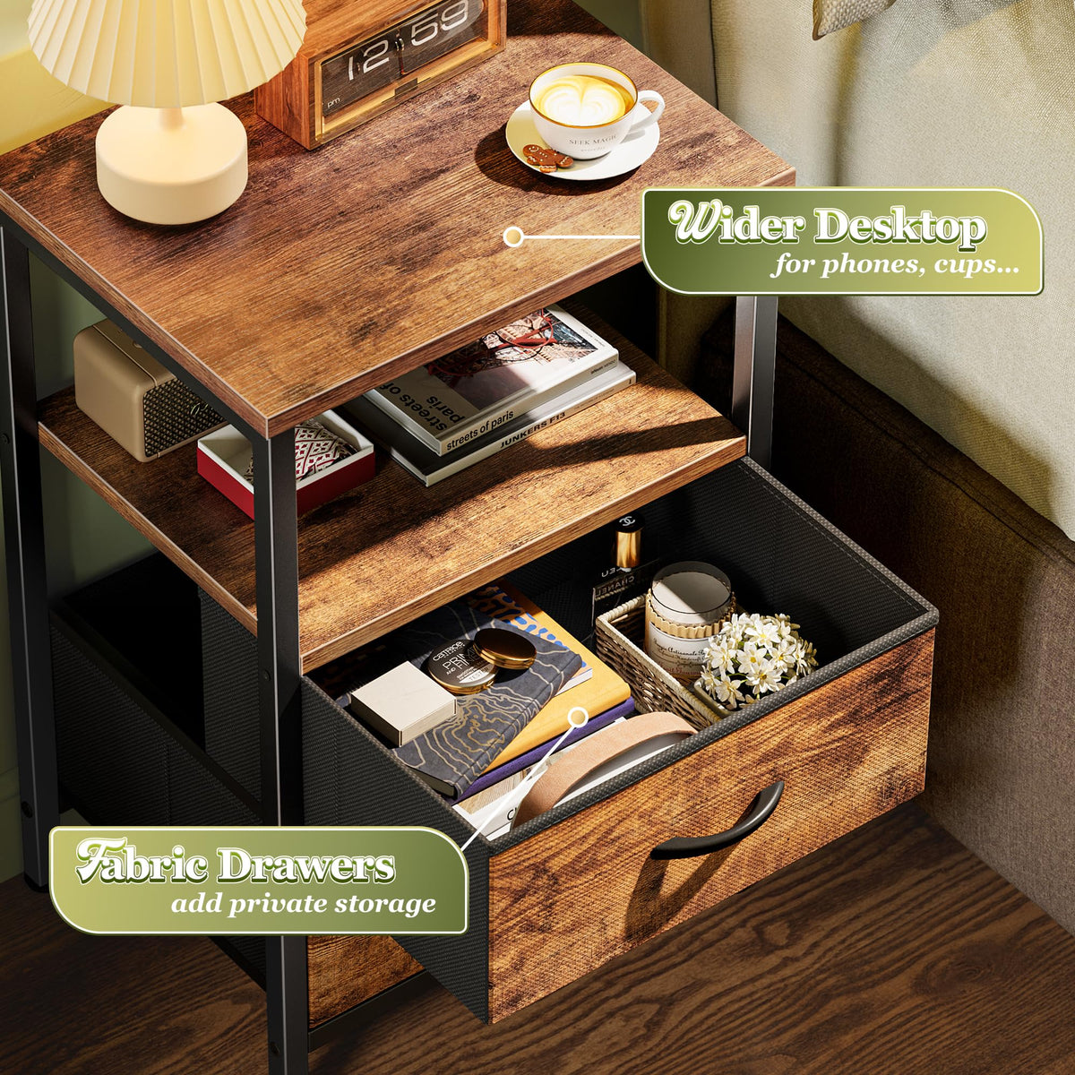 Night Stand Set of 2 with 2 Drawers L3709