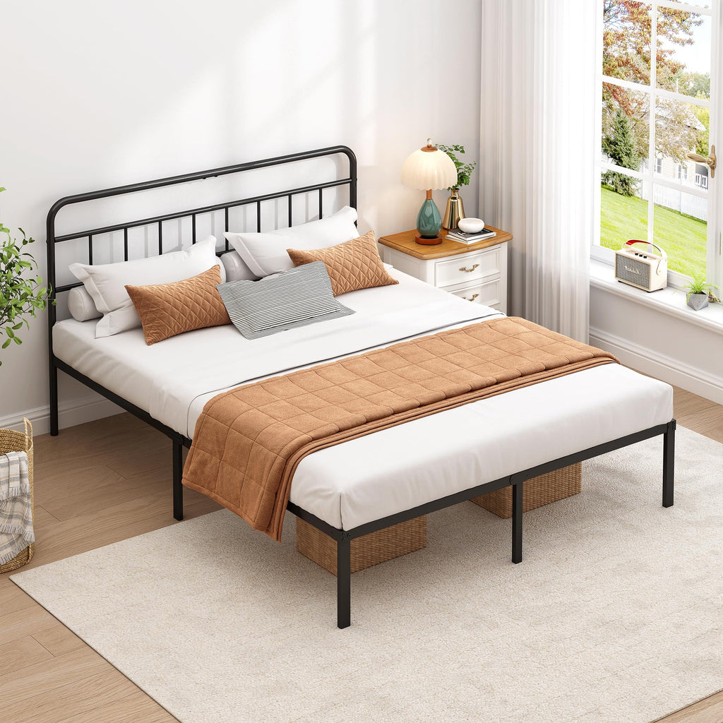 Black Queen Bed Frame with Headboard X754555