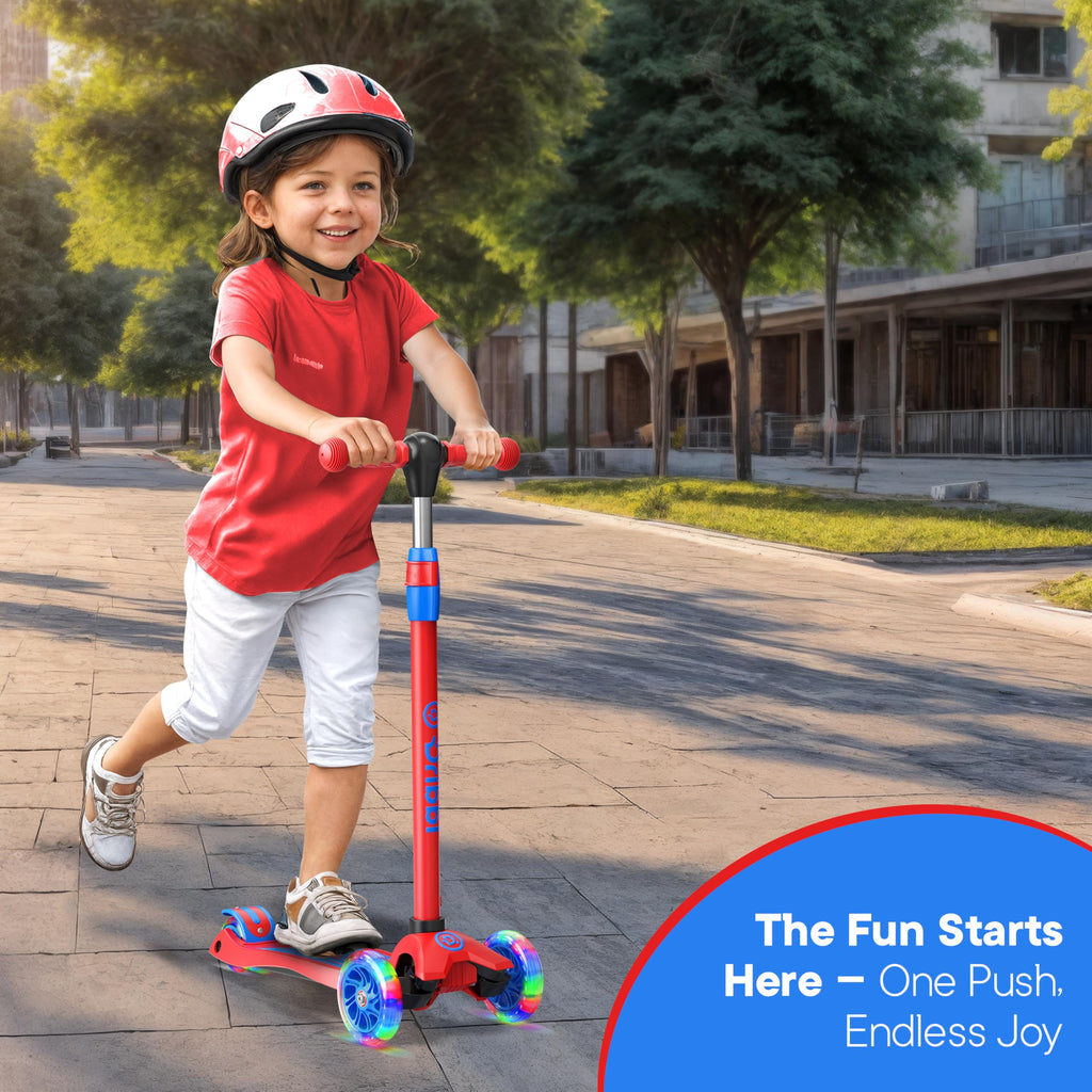3-Wheel Kids Scooter Adjustable Height Anti-Slip Deck Red and Blue X107